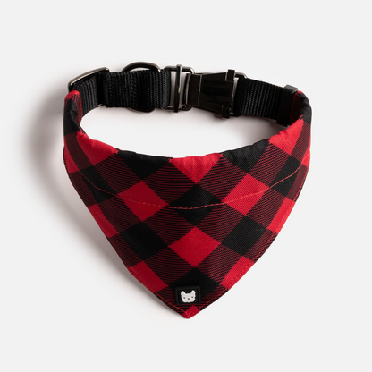 Poplin Bandana Dog Collar - Red Plaid