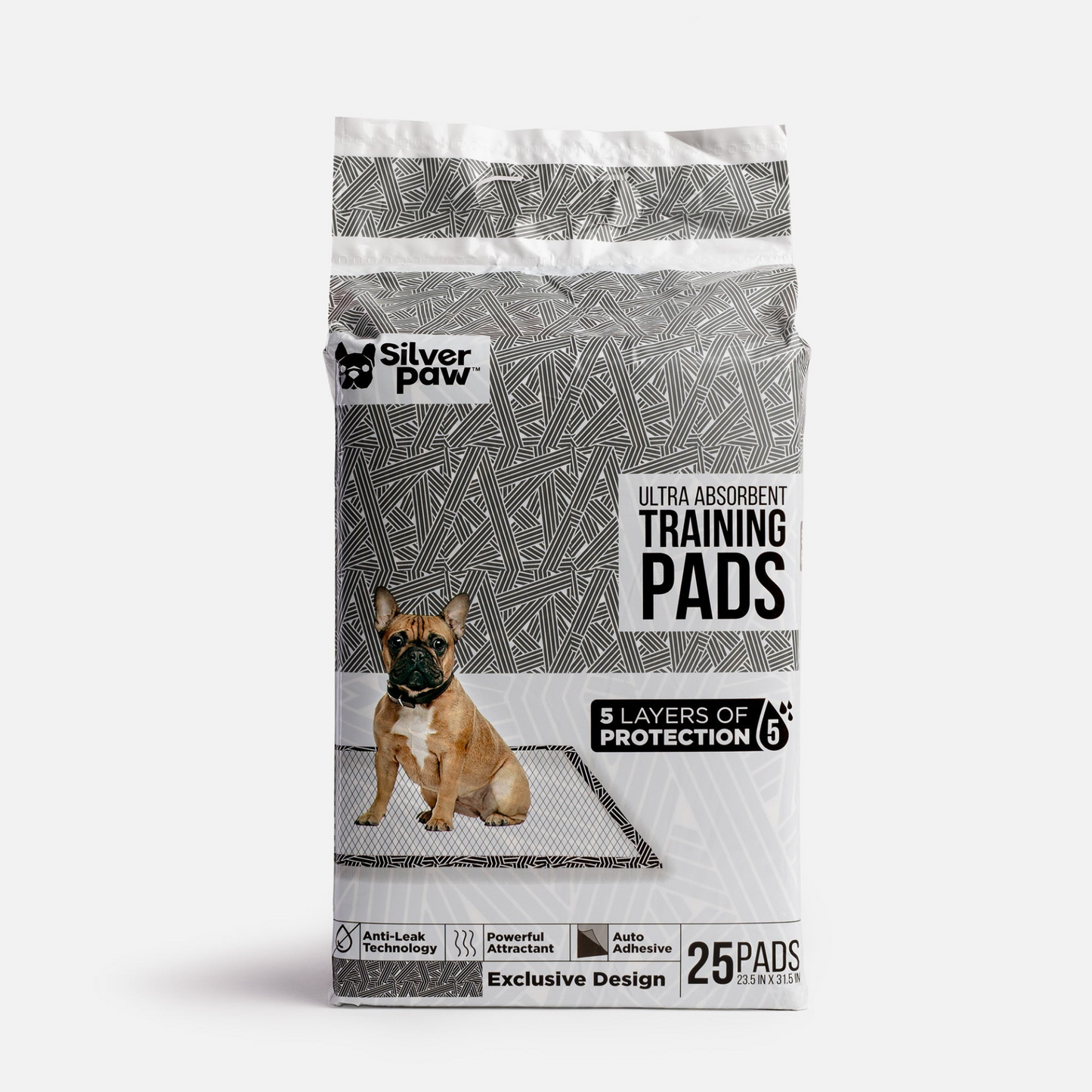 Printed Dog Training Pads - Black & White - 25 ct