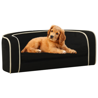 vidaXL Foldable Dog Sofa Black 28.7"x26.4"x10.2" Plush Washable Cushion