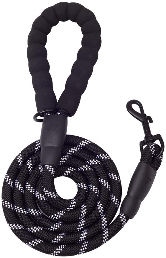 5 FT Thick Highly Reflective Dog Leash- Black