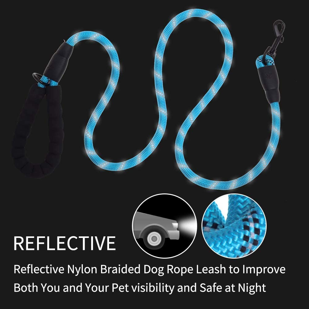 5 FT Thick Highly Reflective Dog Leash-Red