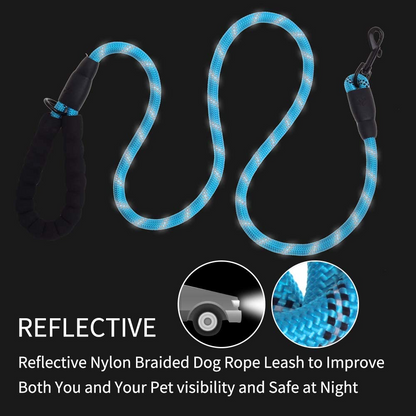 5 FT Thick Highly Reflective Dog Leash-Red