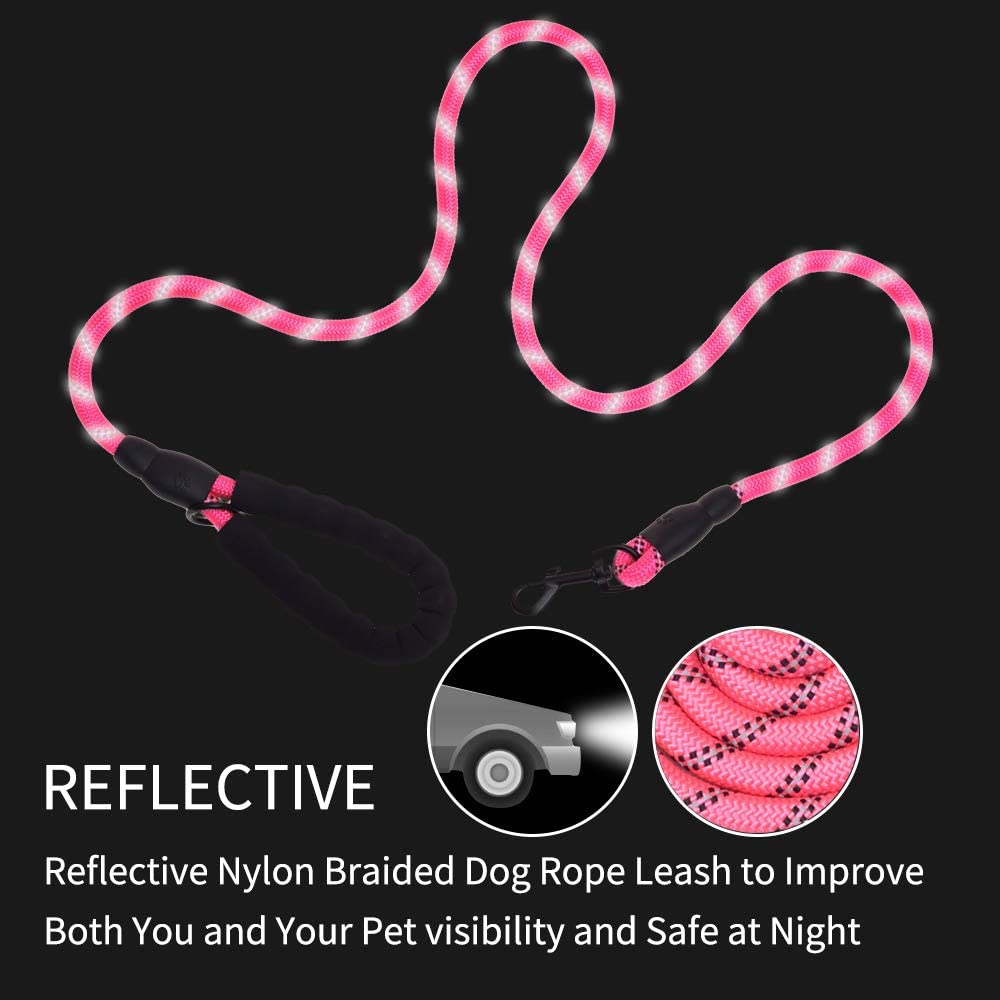 5 FT Thick Highly Reflective Dog Leash-Green