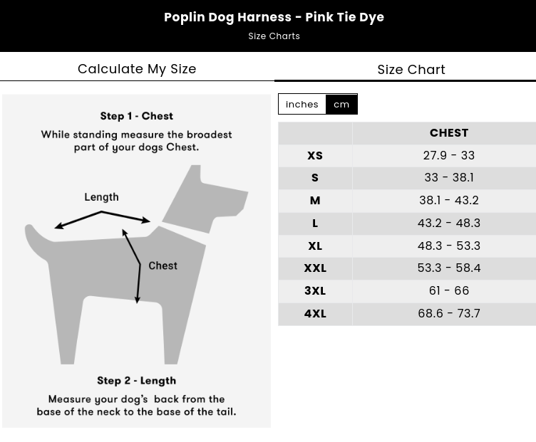 Poplin Dog Harness - Pink Tie Dye