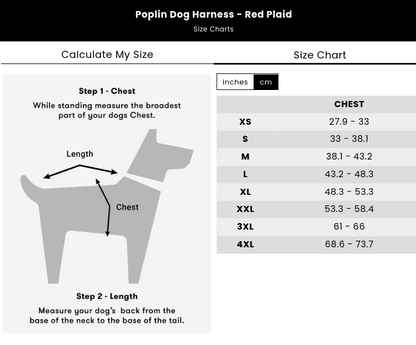 Poplin Dog Harness - Red Plaid