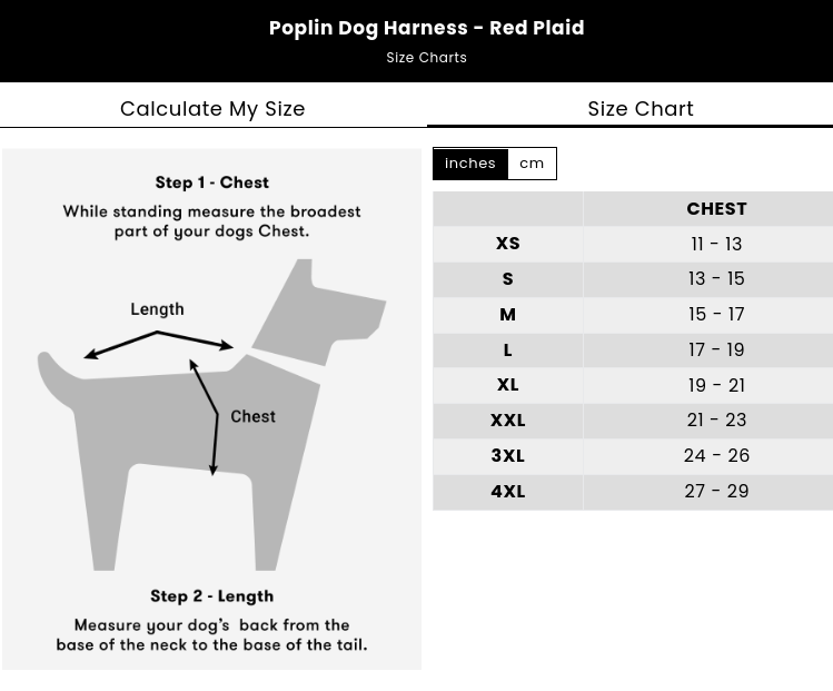 Poplin Dog Harness - Red Plaid